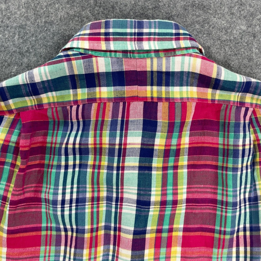 Polo Ralph Lauren Mens Shirt M Multi-Color Plaid Linen Blend Long Sleeve Classic - Picture 5 of 12